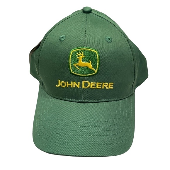 John Deere Hat Green Embroidered Logo Adjustable 5 Panel Baseball Cap Brand New - Picture 1 of 10